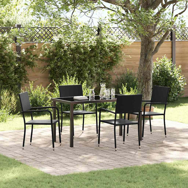 Have Spisebordssæt 5 stk. Sort polyrattan