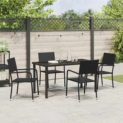 Have Spisebordssæt med pude 5 pcs Sort polyrattan