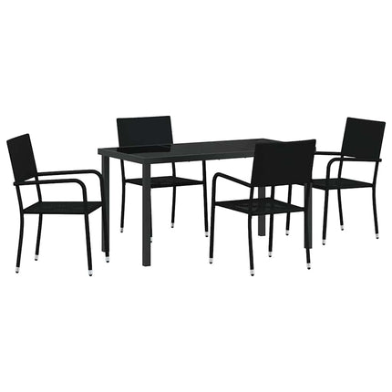 Have Spisebordssæt med pude 5 pcs Sort polyrattan