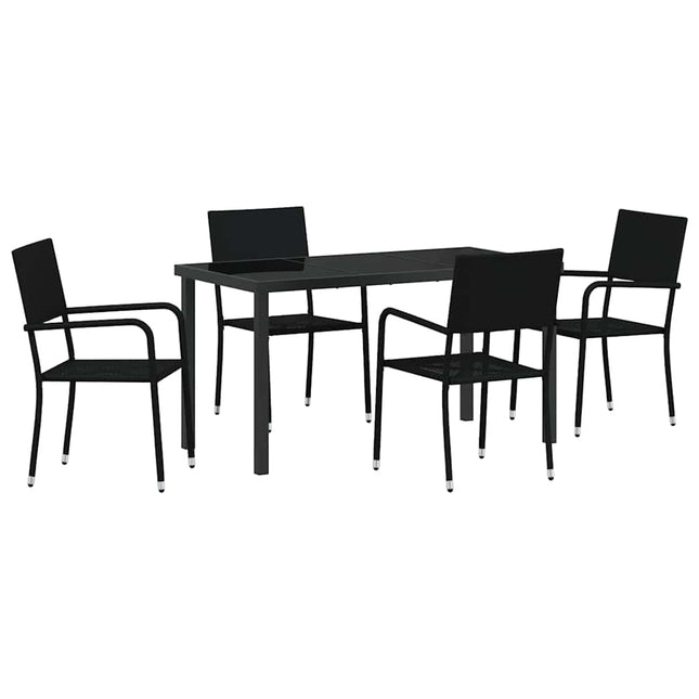 Have Spisebordssæt 5 stk. Sort polyrattan