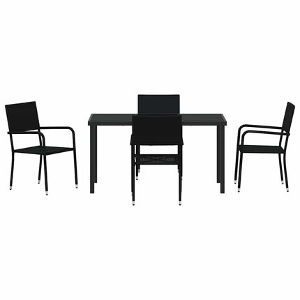 Have Spisebordssæt med pude 5 pcs Sort polyrattan