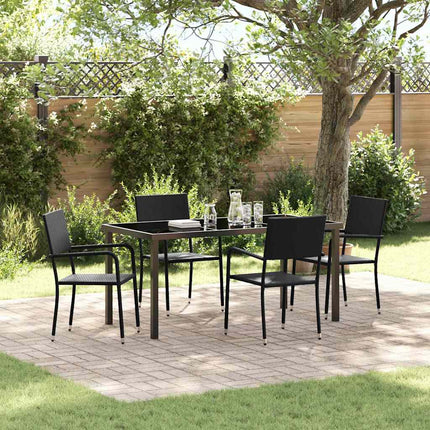 Have Spisebordssæt med pude 5 pcs Sort polyrattan