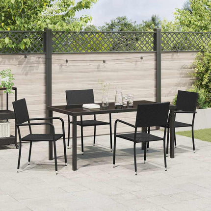 Have Spisebordssæt med pude 5 pcs Sort polyrattan
