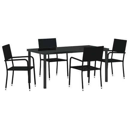 Have Spisebordssæt med pude 5 pcs Sort polyrattan