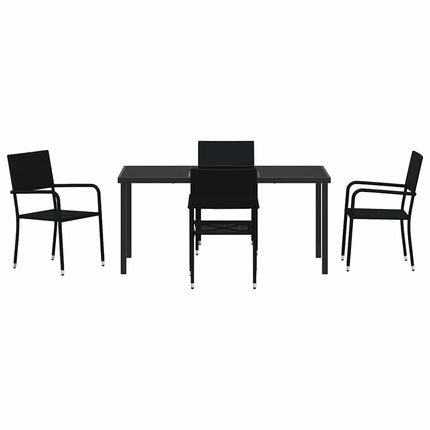 Have Spisebordssæt med pude 5 pcs Sort polyrattan