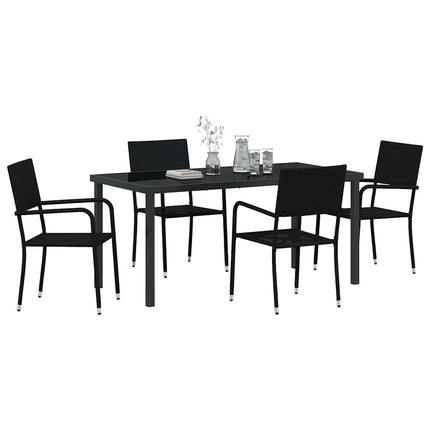 Have Spisebordssæt med pude 5 pcs Sort polyrattan