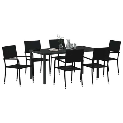 Have Spisebordssæt med pude 7 pcs Sort polyrattan