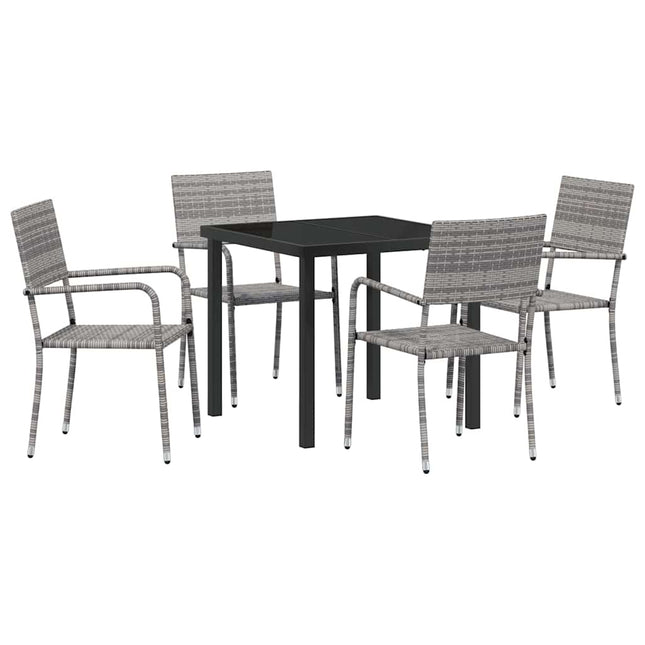 Have Spisebordssæt 5 stk. Grå polyrattan