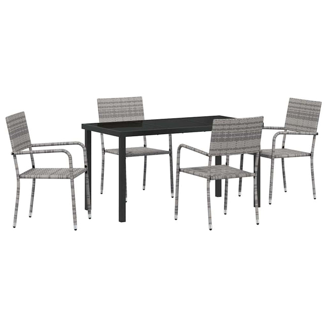 Have Spisebordssæt 5 stk. Grå polyrattan