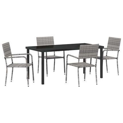 Have Spisebordssæt med pude 5 pcs Grå polyrattan