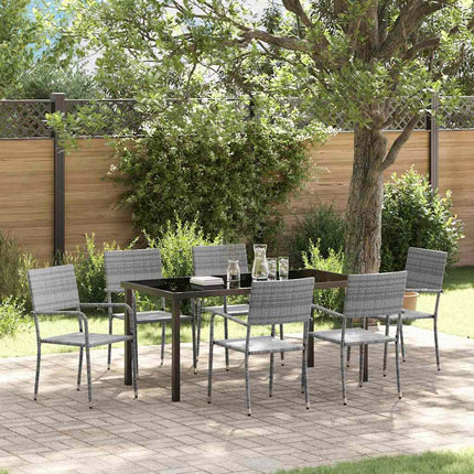 Have Spisebordssæt med pude 7 pcs Grå polyrattan