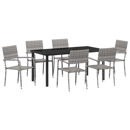Have Spisebordssæt med pude 7 pcs Grå polyrattan