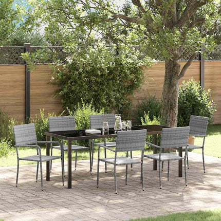 Have Spisebordssæt med pude 7 pcs Grå polyrattan