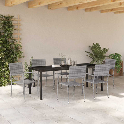 Have Spisebordssæt med pude 7 pcs Grå polyrattan