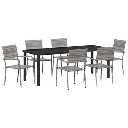 Have Spisebordssæt med pude 7 pcs Grå polyrattan