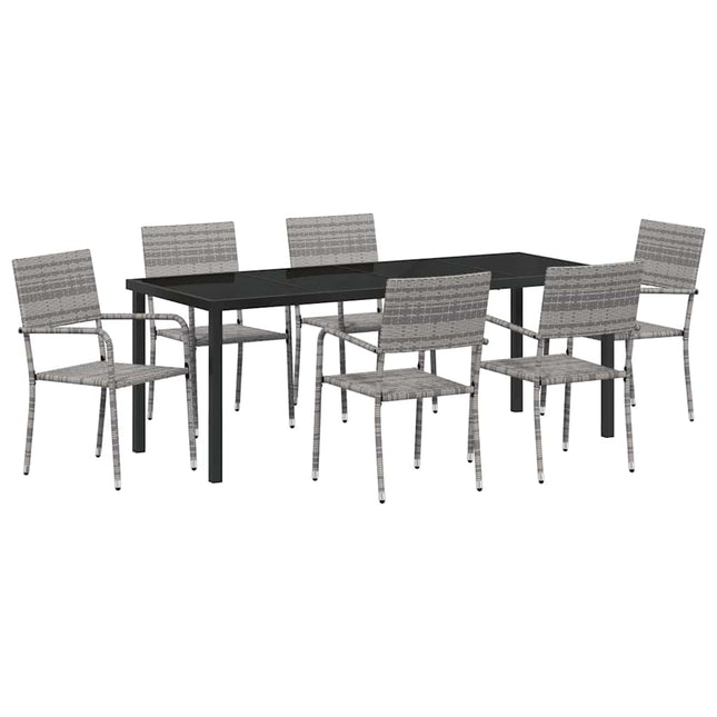 Have Spisebordssæt 7 stk. Grå polyrattan
