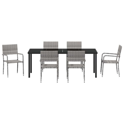 Have Spisebordssæt med pude 7 pcs Grå polyrattan