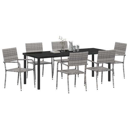 Have Spisebordssæt med pude 7 pcs Grå polyrattan