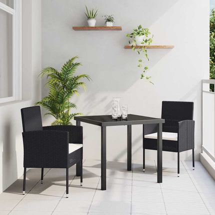 Have Spisebordssæt med pude 3 pcs Sort polyrattan