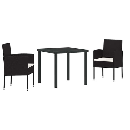 Have Spisebordssæt med pude 3 pcs Sort polyrattan