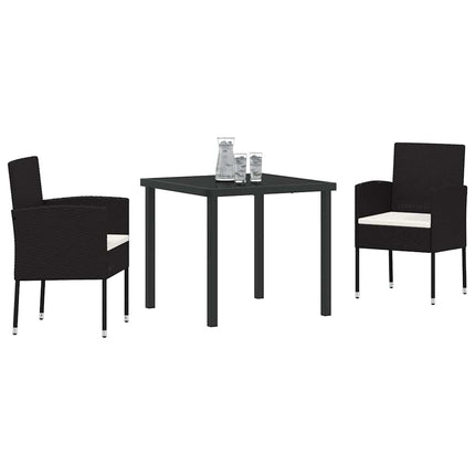 Have Spisebordssæt med pude 3 pcs Sort polyrattan