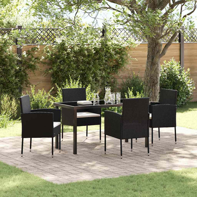 Have Spisebordssæt 5 stk. Sort polyrattan
