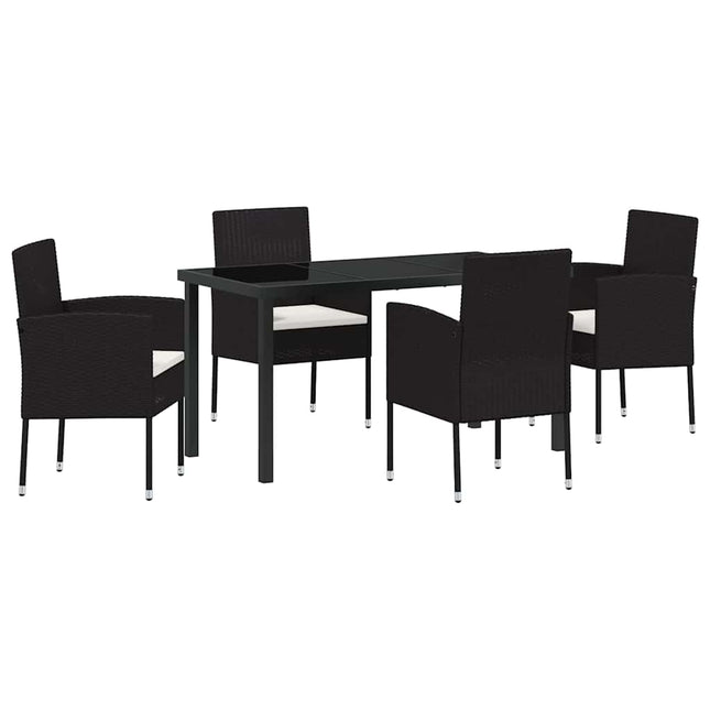 Have Spisebordssæt 5 stk. Sort polyrattan