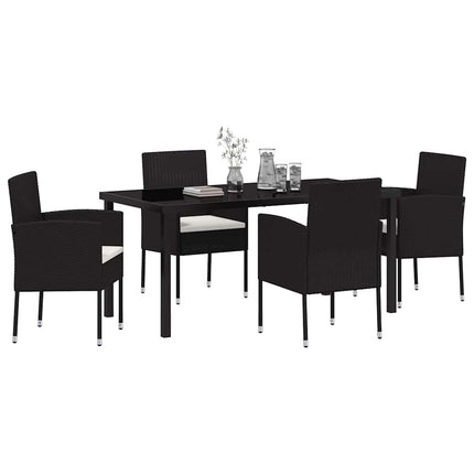 Have Spisebordssæt med pude 5 pcs Sort polyrattan