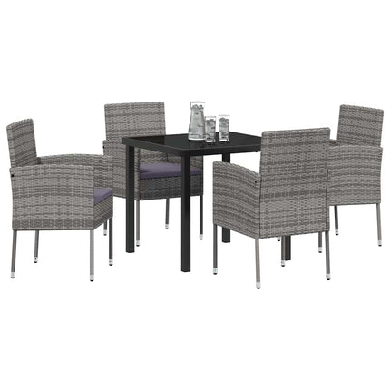Have Spisebordssæt med pude 5 pcs Grå polyrattan
