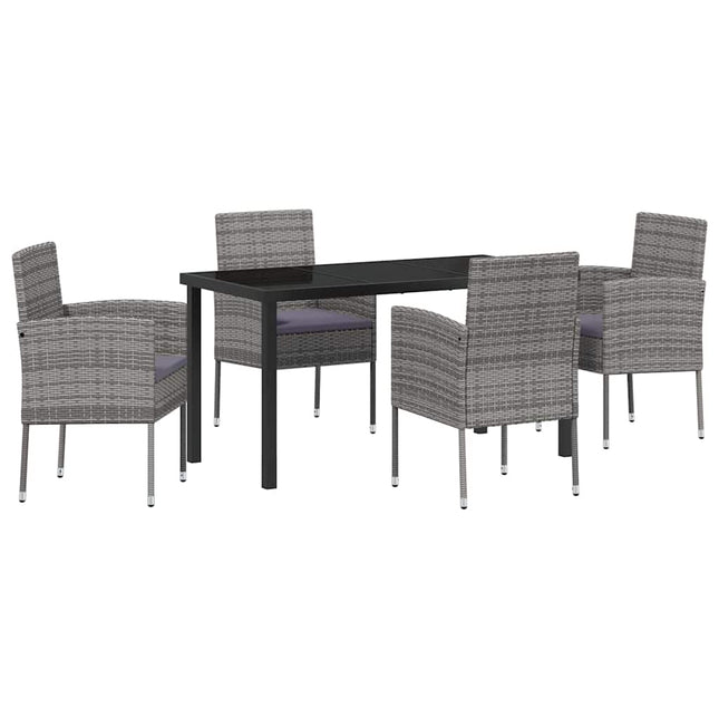 Have Spisebordssæt 5 stk. Grå polyrattan