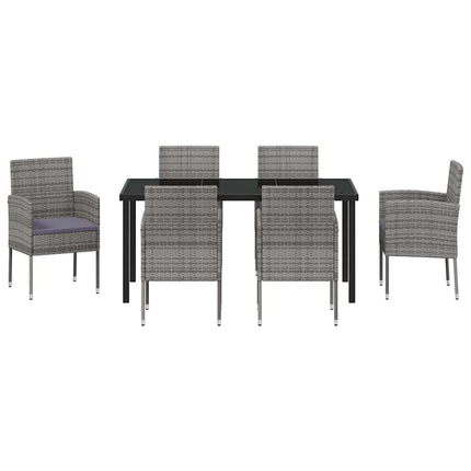 Have Spisebordssæt med pude 7 pcs Grå polyrattan
