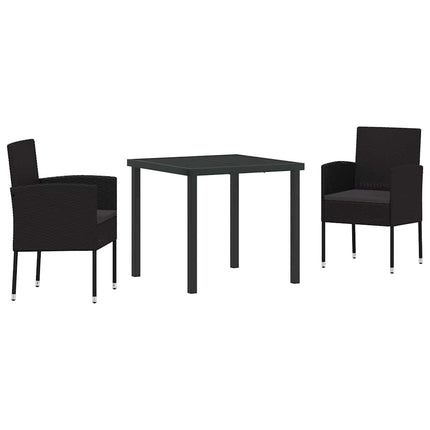 Have Spisebordssæt med pude 3 pcs Sort polyrattan