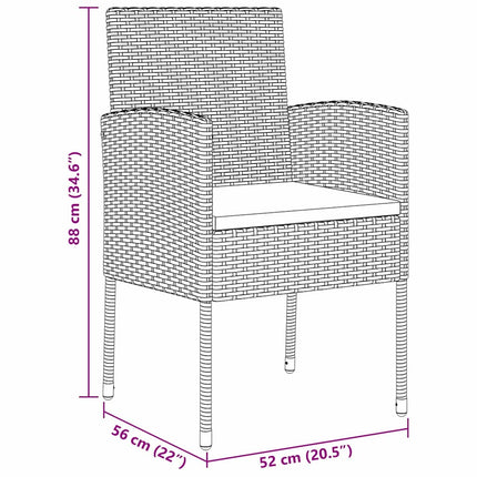Have Spisebordssæt med pude 3 pcs Sort polyrattan