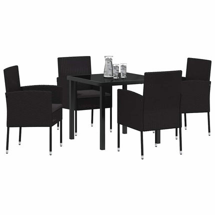 Have Spisebordssæt med pude 5 pcs Sort polyrattan