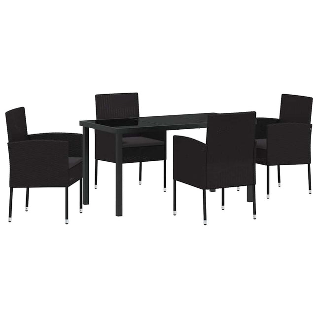Have Spisebordssæt 5 stk. Sort polyrattan