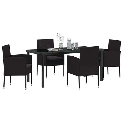 Have Spisebordssæt med pude 5 pcs Sort polyrattan