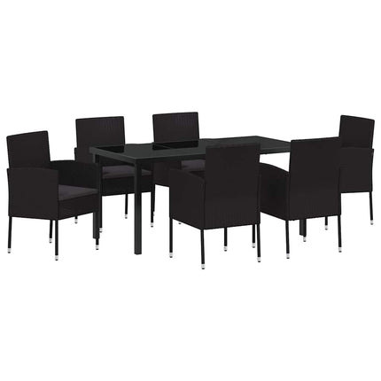 Have Spisebordssæt med pude 7 pcs Sort polyrattan
