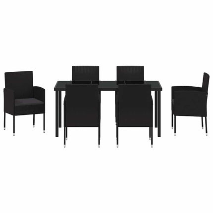 Have Spisebordssæt med pude 7 pcs Sort polyrattan