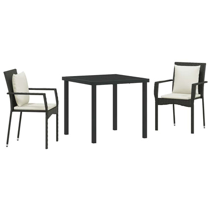 Have Spisebordssæt med pude 3 pcs Sort polyrattan
