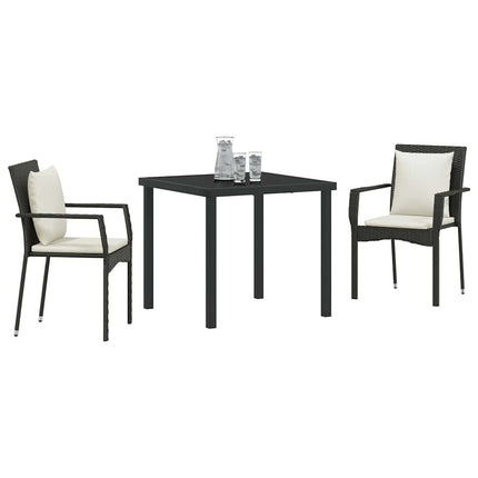 Have Spisebordssæt med pude 3 pcs Sort polyrattan