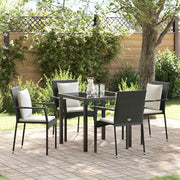 Have Spisebordssæt med pude 5 pcs Sort polyrattan