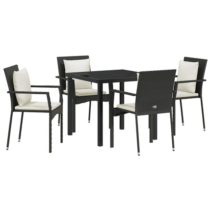 Have Spisebordssæt med pude 5 pcs Sort polyrattan