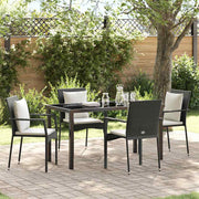 Have Spisebordssæt med pude 5 pcs Sort polyrattan