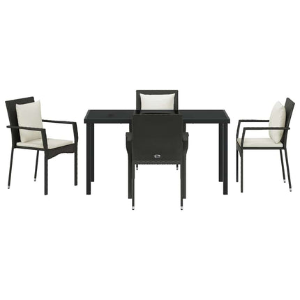 Have Spisebordssæt med pude 5 pcs Sort polyrattan