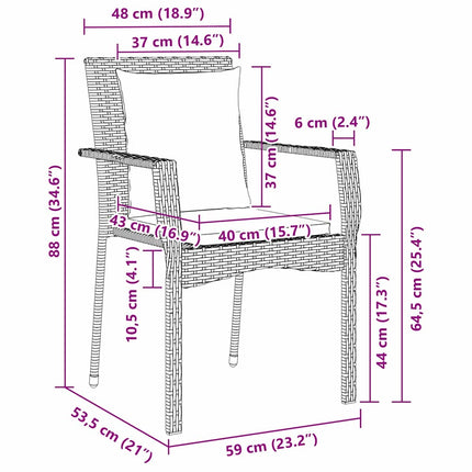 Have Spisebordssæt med pude 5 pcs Sort polyrattan