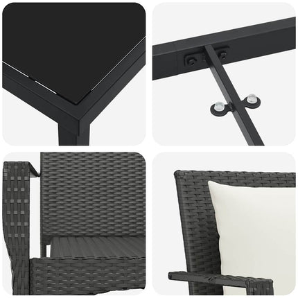 Have Spisebordssæt med pude 5 pcs Sort polyrattan