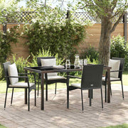 Have Spisebordssæt med pude 5 pcs Sort polyrattan