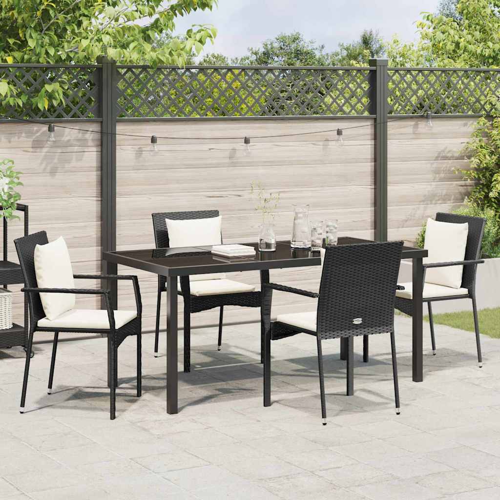 Have Spisebordssæt med pude 5 pcs Sort polyrattan