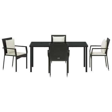 Have Spisebordssæt med pude 5 pcs Sort polyrattan