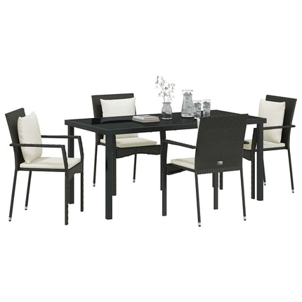 Have Spisebordssæt med pude 5 pcs Sort polyrattan